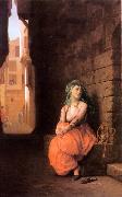 Jean Leon Gerome Arab Girl with Waterpipe oil on canvas